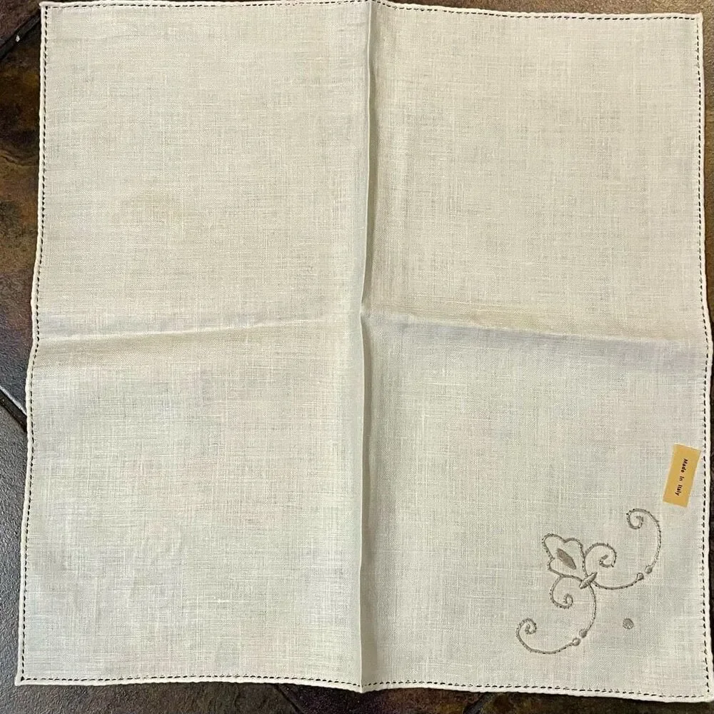 Italian Embroidered Cloth Napkins Set of 11